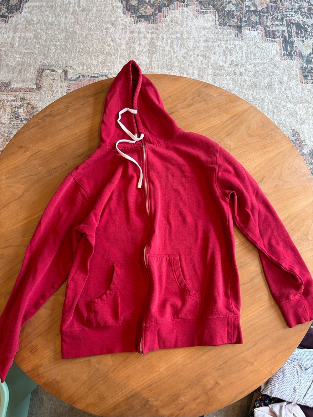 Red Zip-Up Hoodie with Drawstring